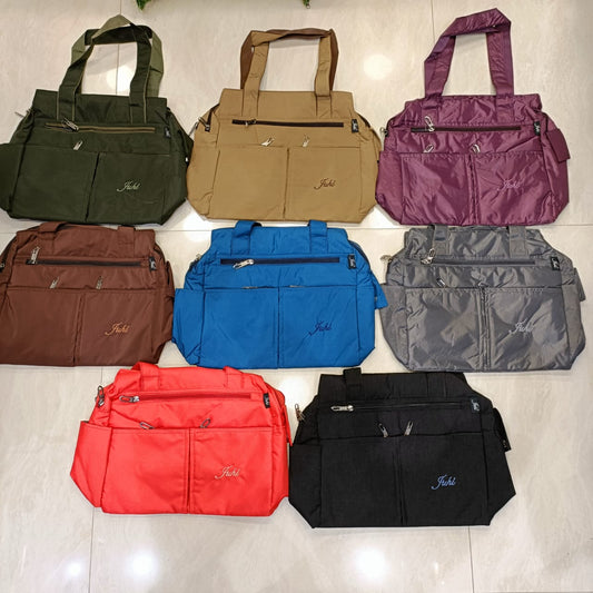 Abc's big size 7 pocket soft fabric washable handbag