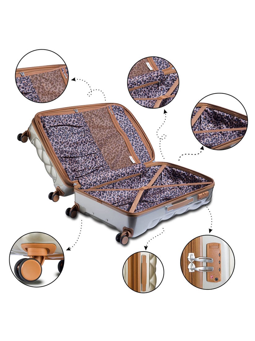 It Luggage St.Tropez Polycarbonate Hard Sided Suitcase  in Dark Champagne 29.3,26.8,21.5,14.1 Set of 3 Inches 25% Expansion and 8 Wheel Trolley Bag
